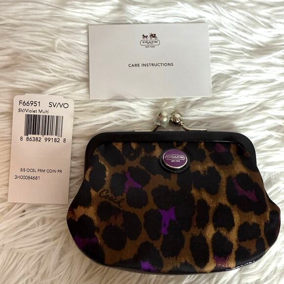 NWT Coach y2k Sis Ocelot Cheetah Kisslock Coin Purse - Picture 3 of 9
